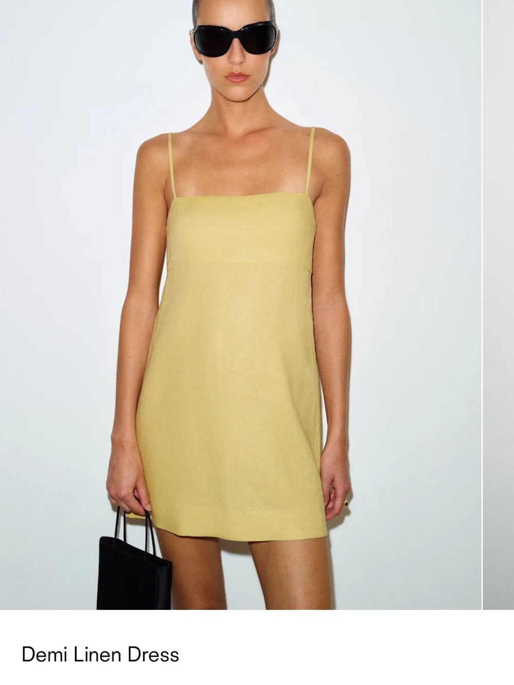 Reformation Linen Mini Dress in Pale Yellow